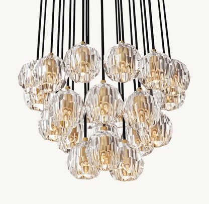 Bulle Cristal Round Cluster Chandelier 24" - Zelno Lighting
