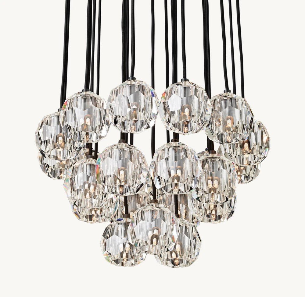 Bulle Cristal Round Cluster Chandelier 24" - Zelno Lighting
