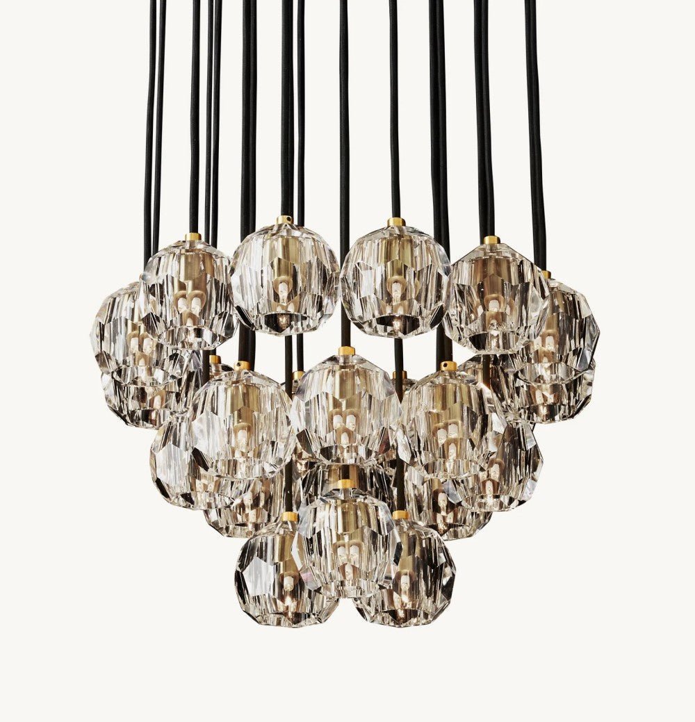 Bulle Cristal Round Cluster Chandelier 24" - Zelno Lighting