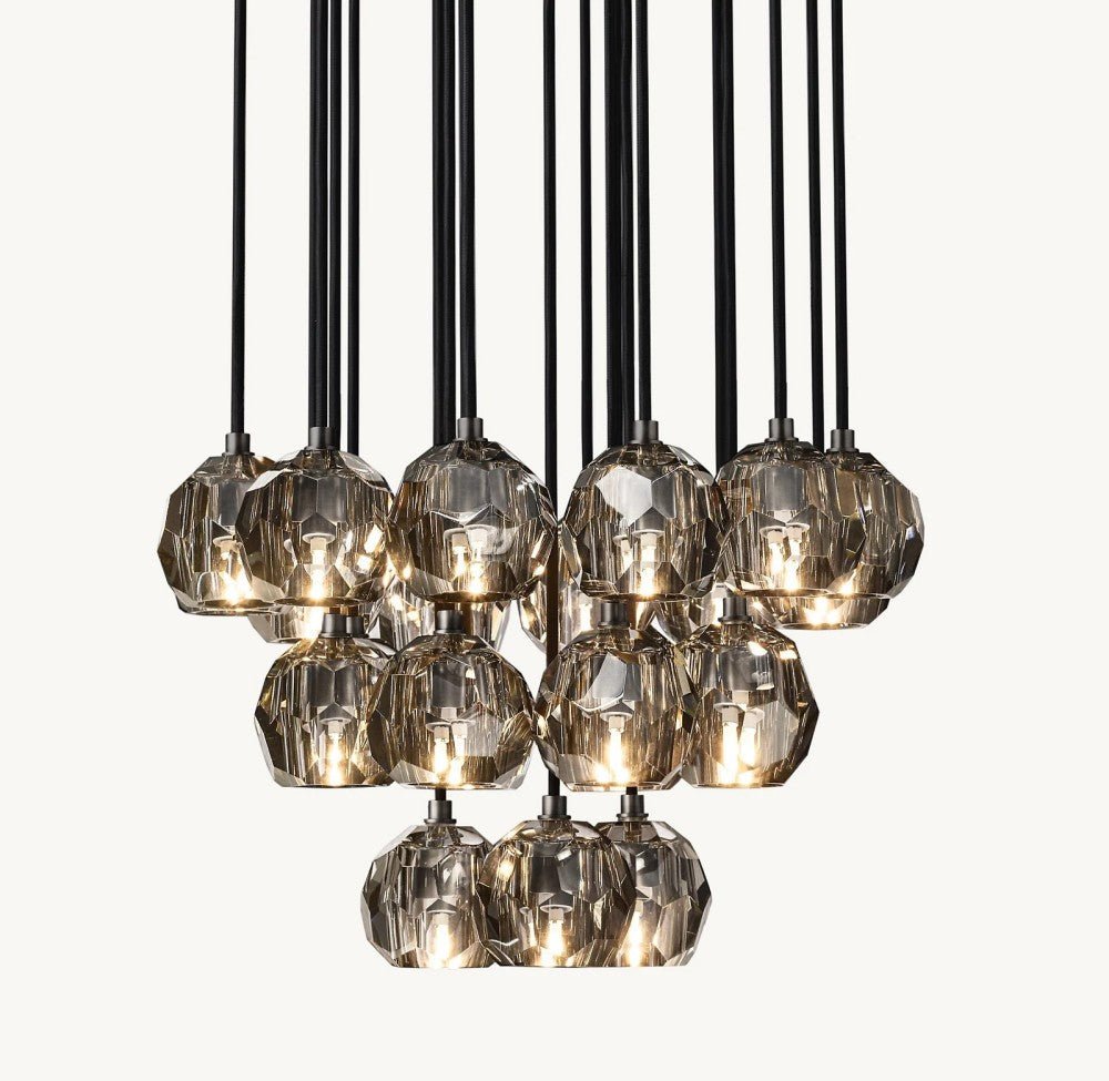 Bulle Cristal Round Cluster Chandelier 24" - Zelno Lighting