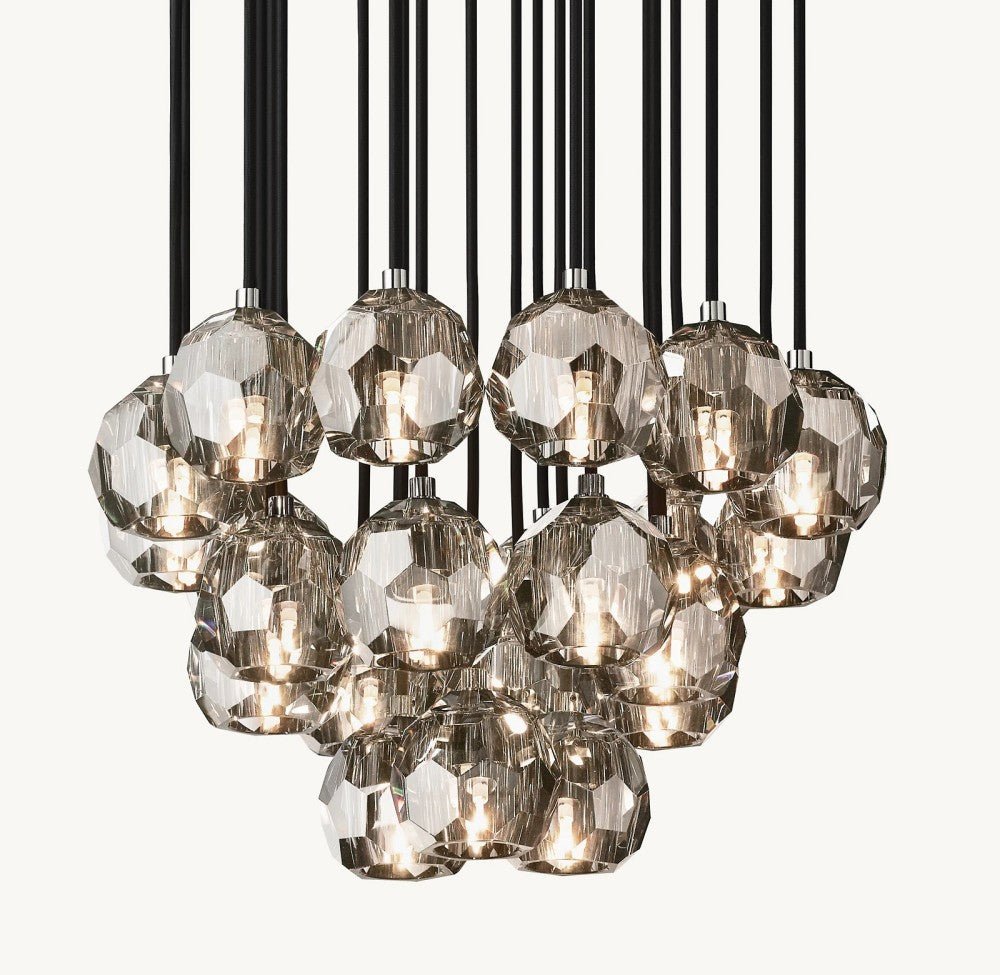 Bulle Cristal Round Cluster Chandelier 24" - Zelno Lighting