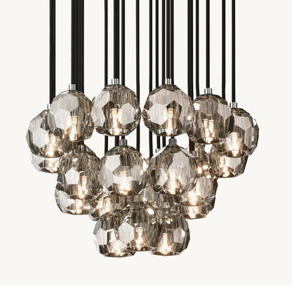 Bulle Cristal Round Cluster Chandelier 24" - Zelno Lighting