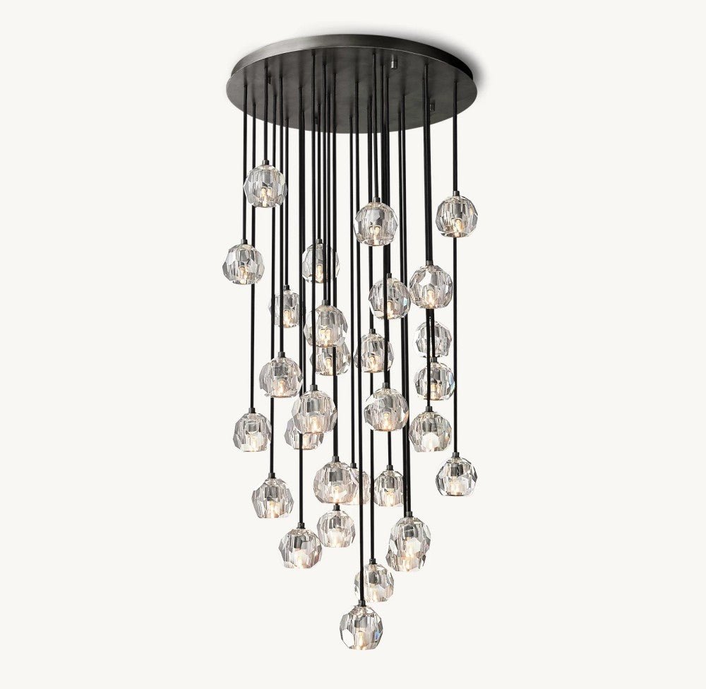 Bulle Cristal Round Cluster Chandelier 30" - Zelno Lighting