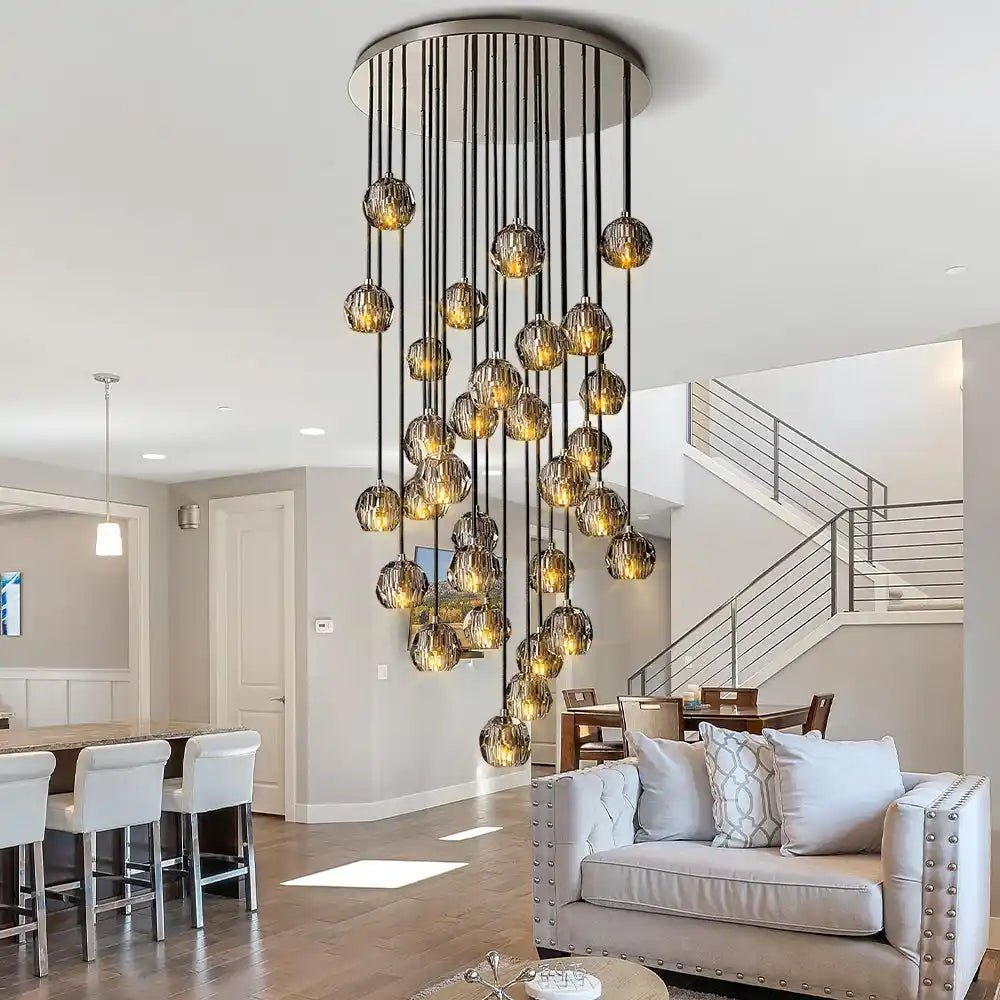 Bulle Cristal Round Cluster Chandelier 30" - Zelno Lighting
