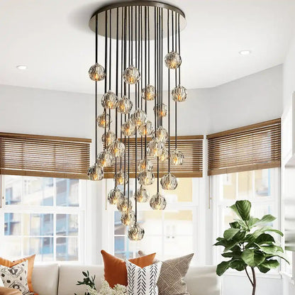 Bulle Cristal Round Cluster Chandelier 30" - Zelno Lighting