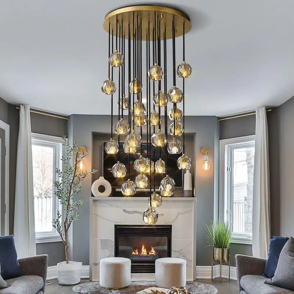 Bulle Cristal Round Cluster Chandelier 40" - Zelno Lighting