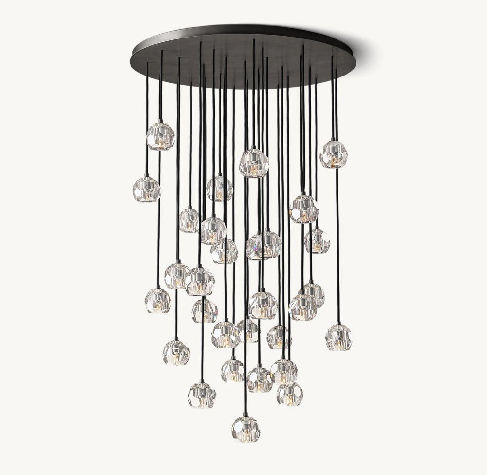 Bulle Cristal Round Cluster Chandelier 40" - Zelno Lighting
