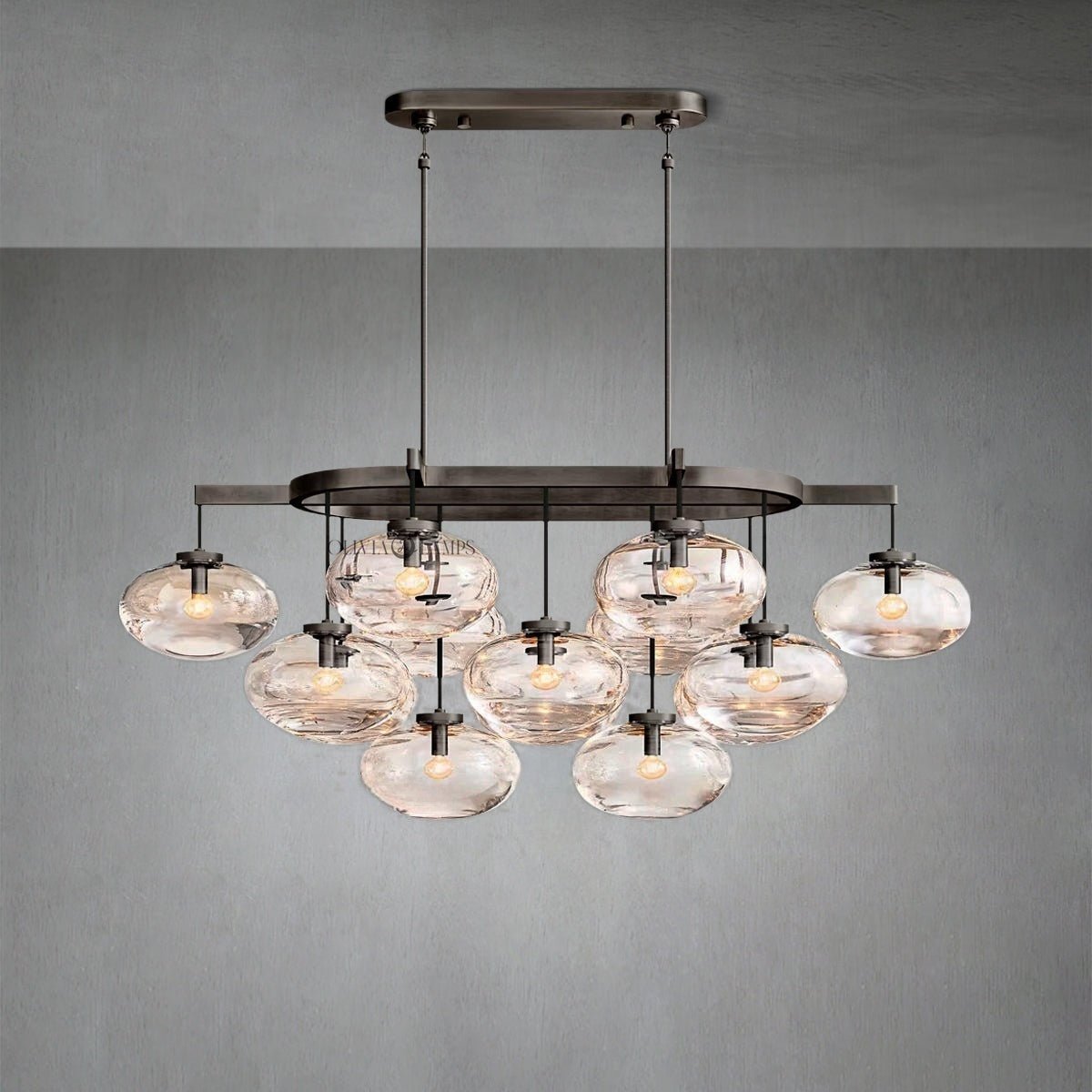 Cabrlet Clear Glass Linear Chandelier 54" - Zelno Lighting