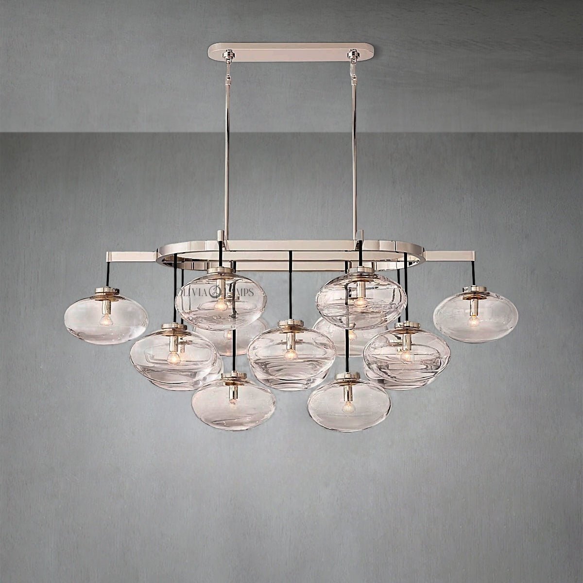 Cabrlet Clear Glass Linear Chandelier 54" - Zelno Lighting
