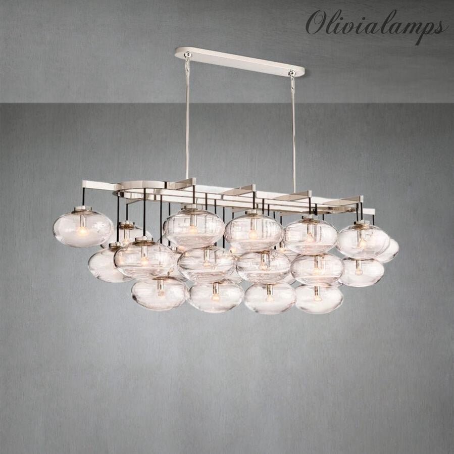 Cabrlet Clear Glass Linear Chandelier 72" - Zelno Lighting