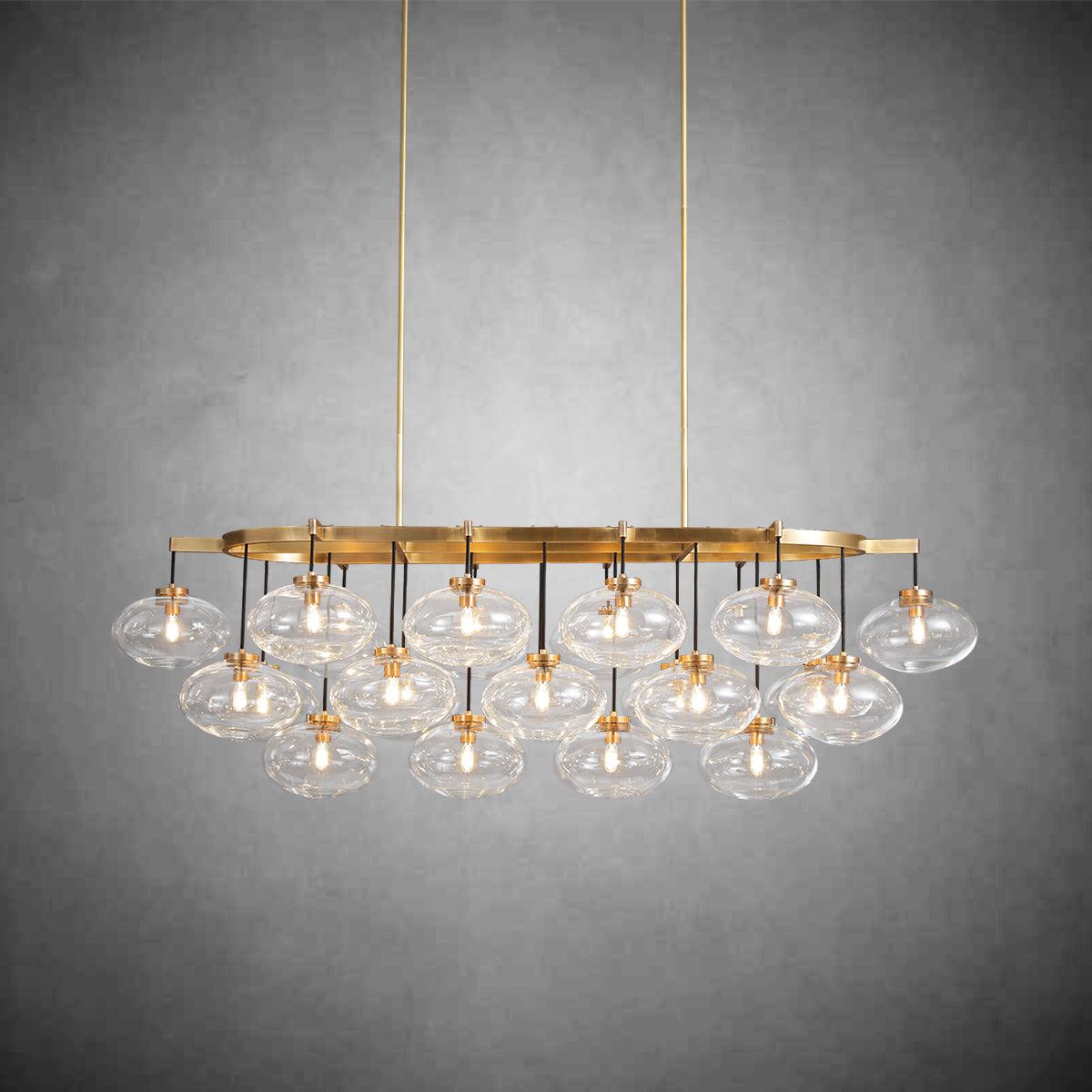 Cabrlet Clear Glass Linear Chandelier 72" - Zelno Lighting