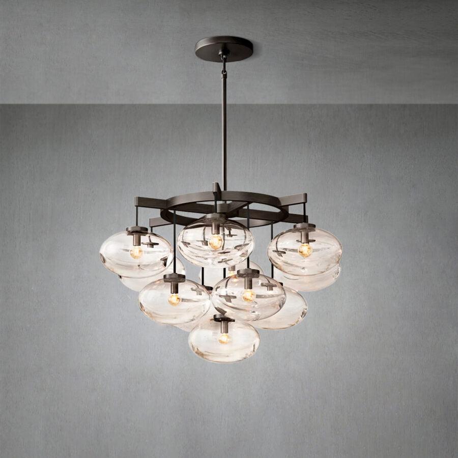 Cabrlet Clear Glass Round Chandelier 36" - Zelno Lighting