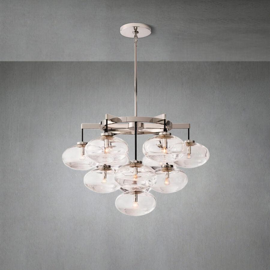 Cabrlet Clear Glass Round Chandelier 36" - Zelno Lighting