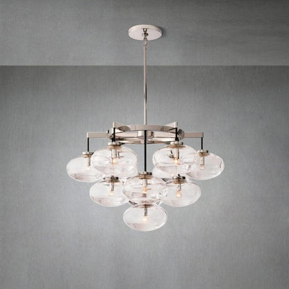 Cabrlet Clear Glass Round Chandelier 36" - Zelno Lighting