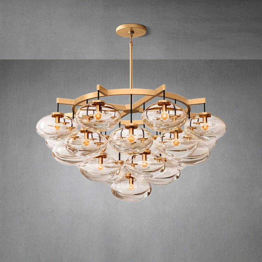 Cabrlet Clear Glass Round Chandelier 48" - Zelno Lighting