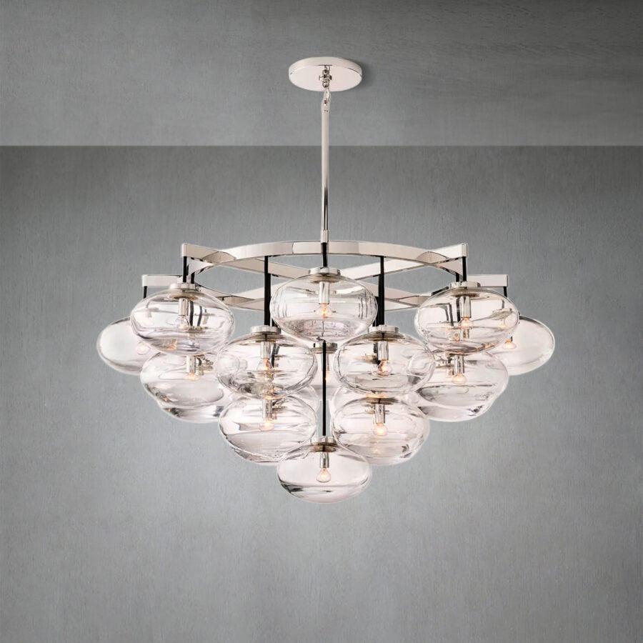 Cabrlet Clear Glass Round Chandelier 48" - Zelno Lighting