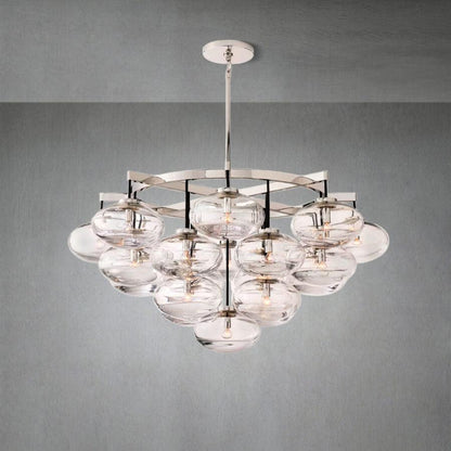 Cabrlet Clear Glass Round Chandelier 48" - Zelno Lighting