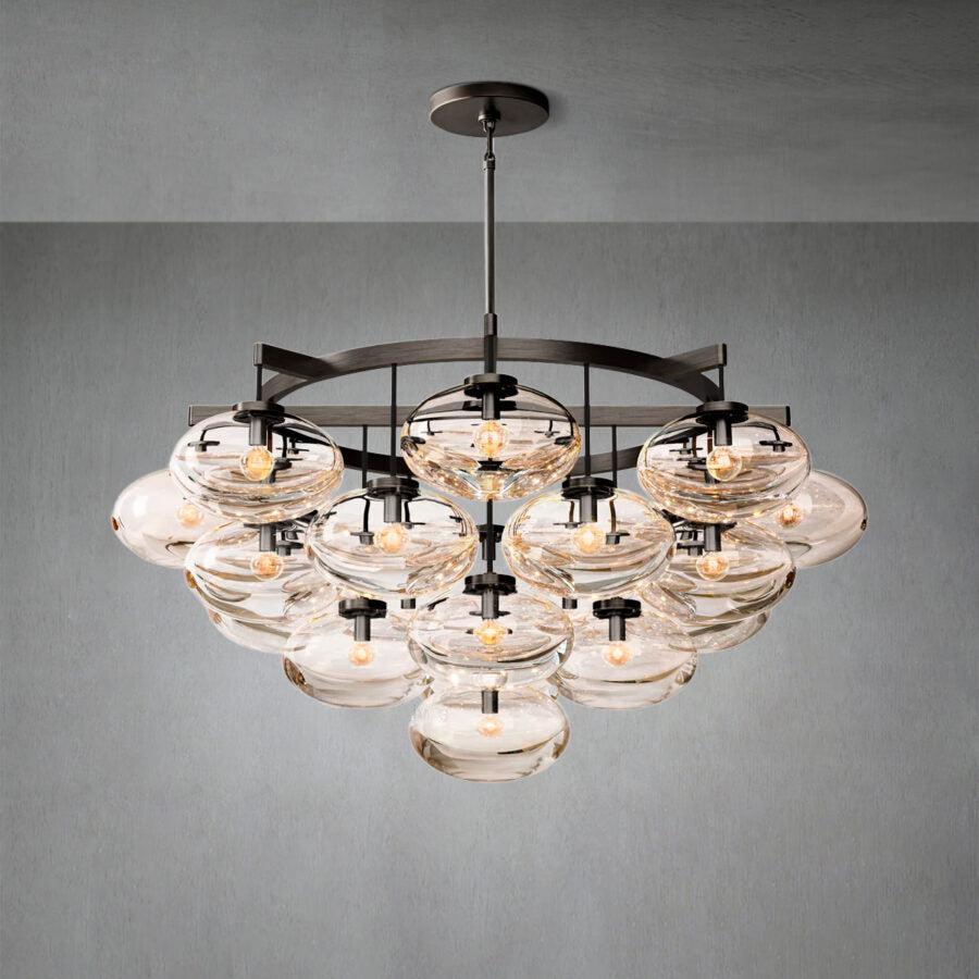 Cabrlet Clear Glass Round Chandelier 48" - Zelno Lighting