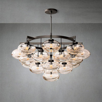 Cabrlet Clear Glass Round Chandelier 48" - Zelno Lighting