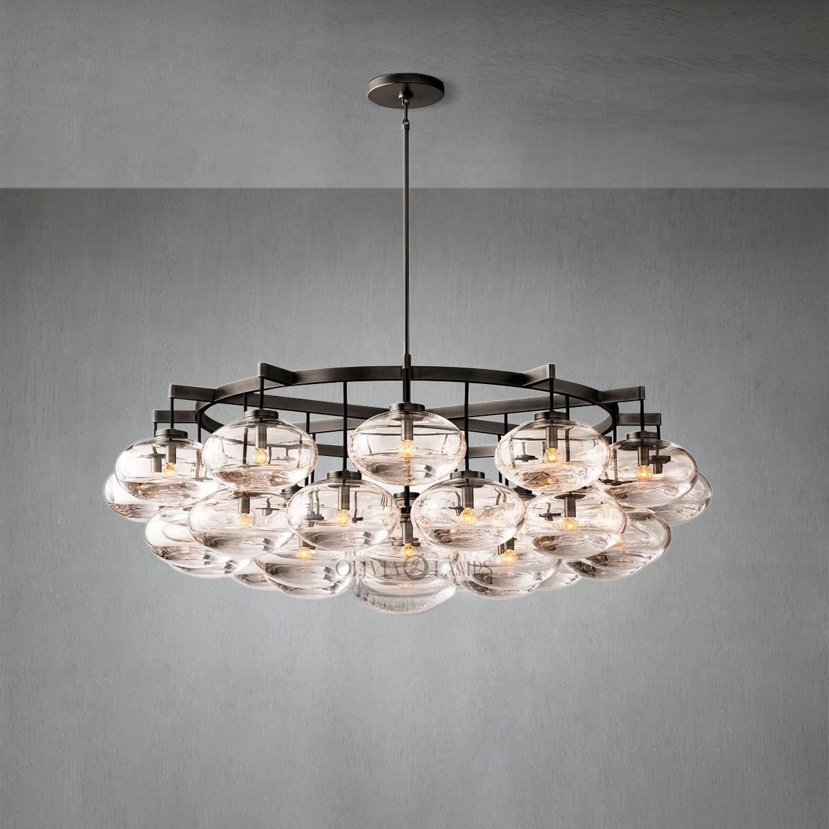 Cabrlet Clear Glass Round Chandelier 60" - Zelno Lighting