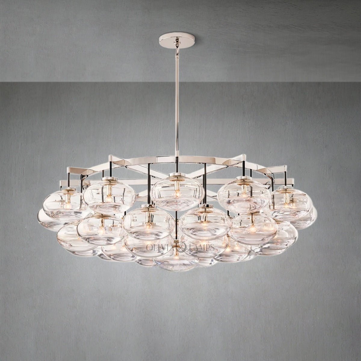 Cabrlet Clear Glass Round Chandelier 60" - Zelno Lighting