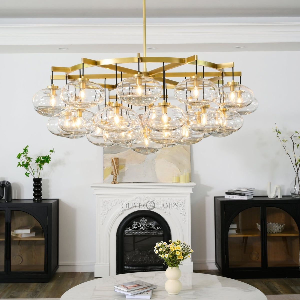 Cabrlet Clear Glass Round Chandelier 60" - Zelno Lighting