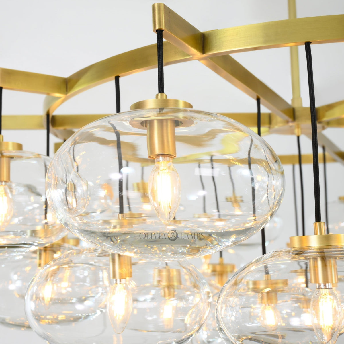 Cabrlet Clear Glass Round Chandelier 60" - Zelno Lighting