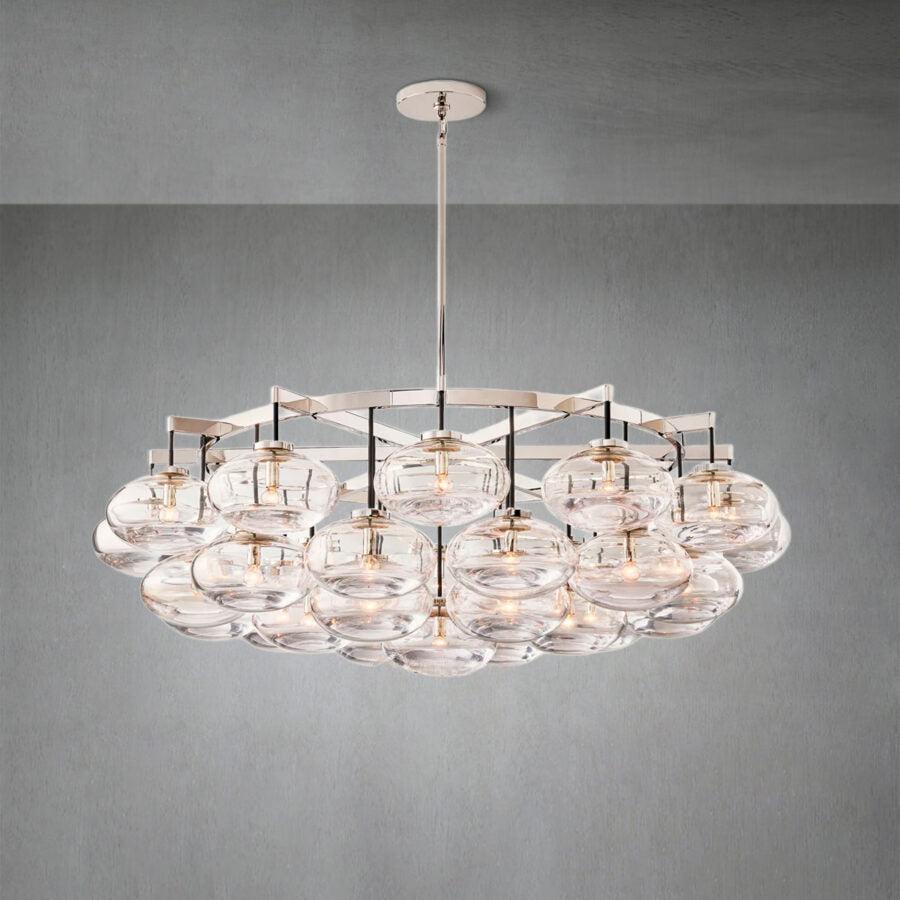 Cabrlet Clear Glass Round Chandelier 60" - Zelno Lighting