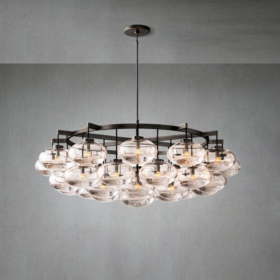 Cabrlet Clear Glass Round Chandelier 60" - Zelno Lighting