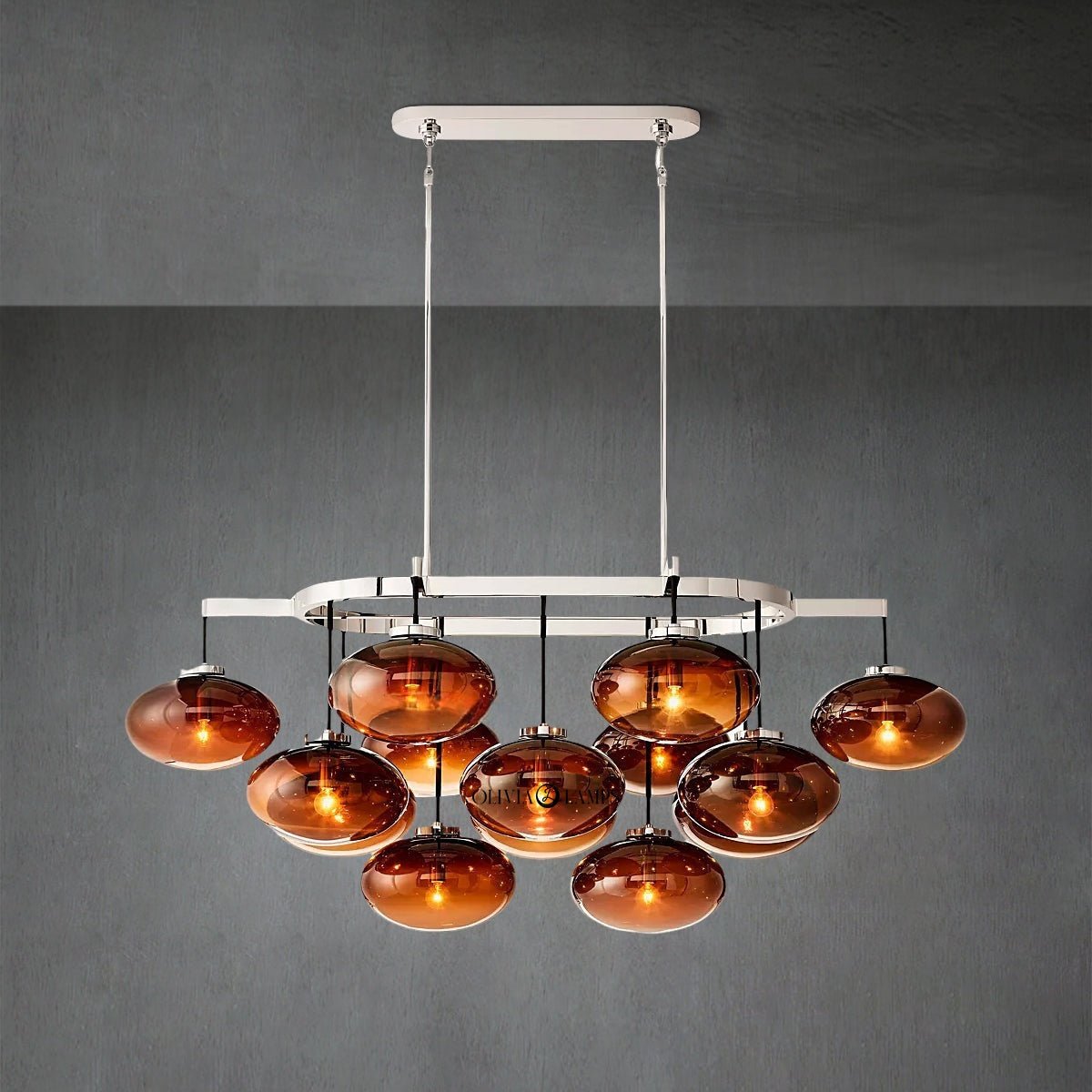 Cabrlet Smoke Glass Linear Chandelier 54" - Zelno Lighting