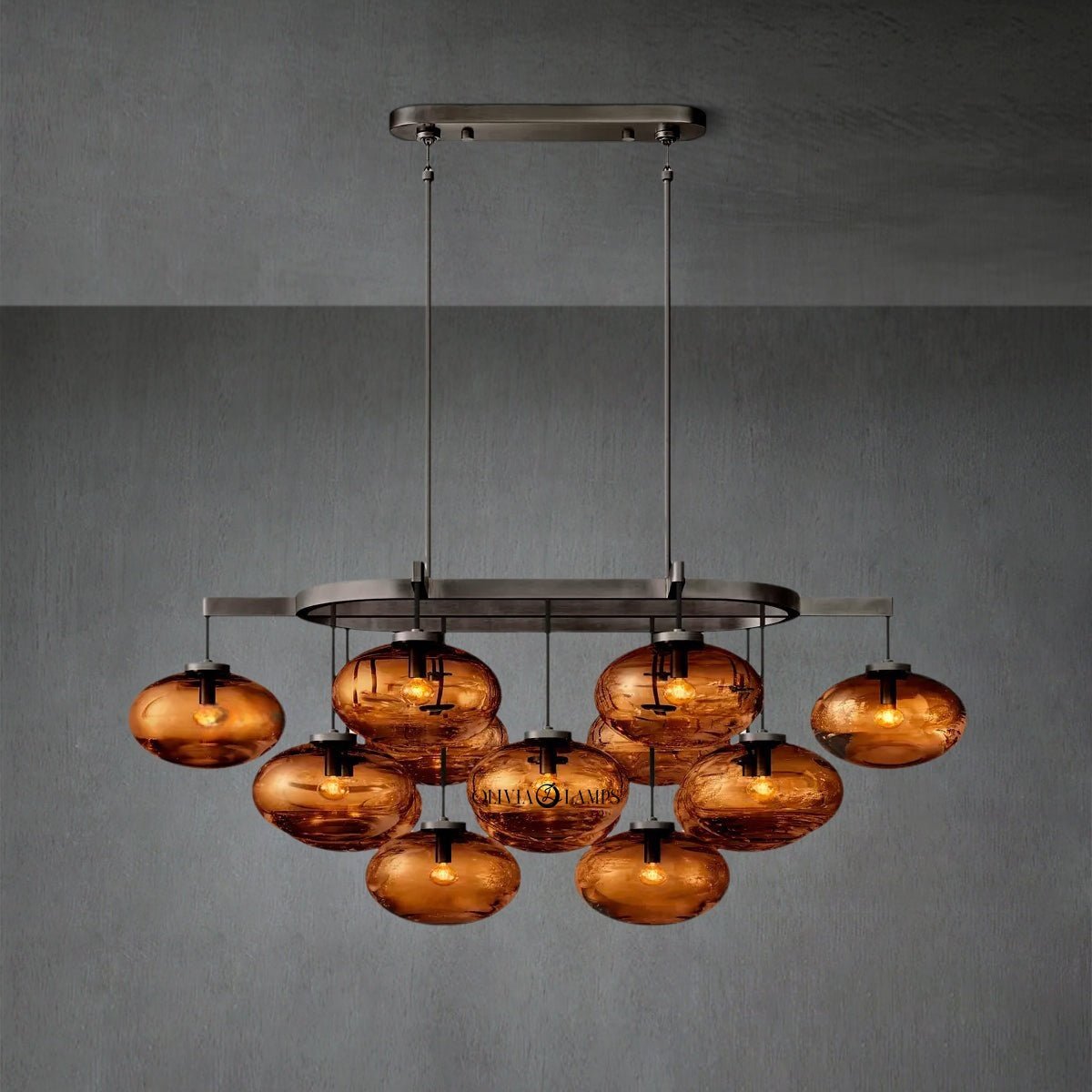 Cabrlet Smoke Glass Linear Chandelier 54" - Zelno Lighting