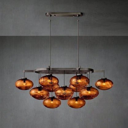 Cabrlet Smoke Glass Linear Chandelier 54" - Zelno Lighting