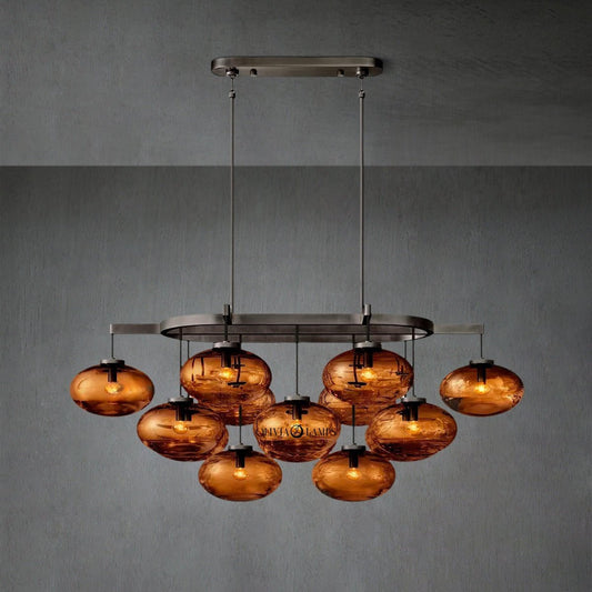 Cabrlet Smoke Glass Linear Chandelier 54" - Zelno Lighting