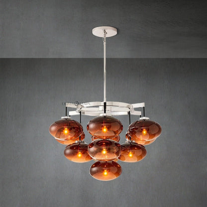 Cabrlet Smoke Glass Round Chandelier 36" - Zelno Lighting