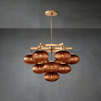 Cabrlet Smoke Glass Round Chandelier 36" - Zelno Lighting