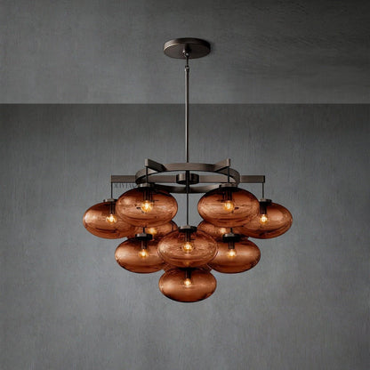 Cabrlet Smoke Glass Round Chandelier 36" - Zelno Lighting