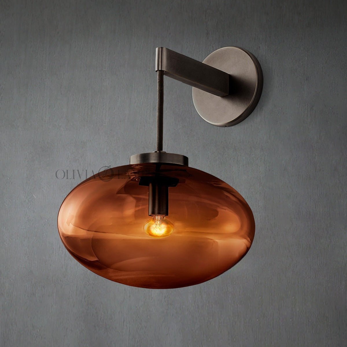 Cabrlet Smoke Glass Wall Sconce - Zelno Lighting