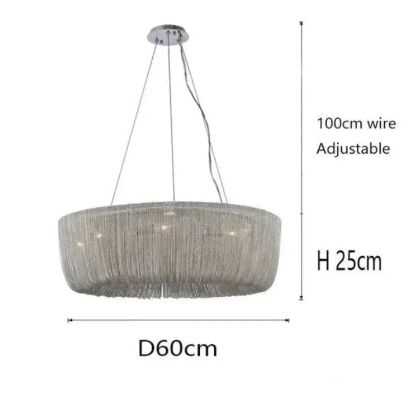 Cadenas Aluminum Chain Tassel Modern Chandelier - Zelno Lighting