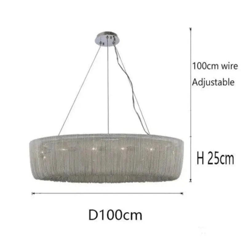 Cadenas Aluminum Chain Tassel Modern Chandelier - Zelno Lighting