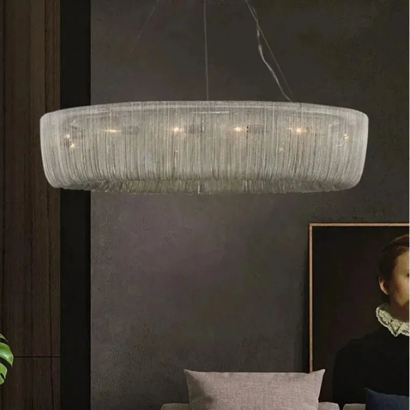 Cadenas Aluminum Chain Tassel Modern Chandelier - Zelno Lighting