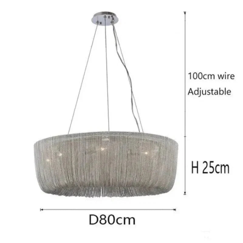 Cadenas Aluminum Chain Tassel Modern Chandelier - Zelno Lighting