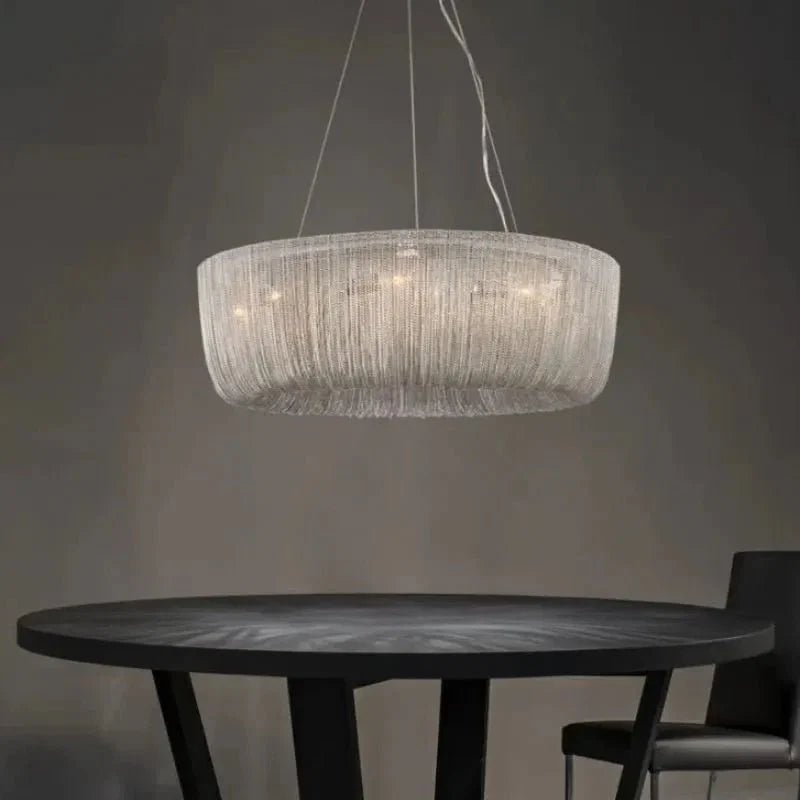 Cadenas Aluminum Chain Tassel Modern Chandelier - Zelno Lighting