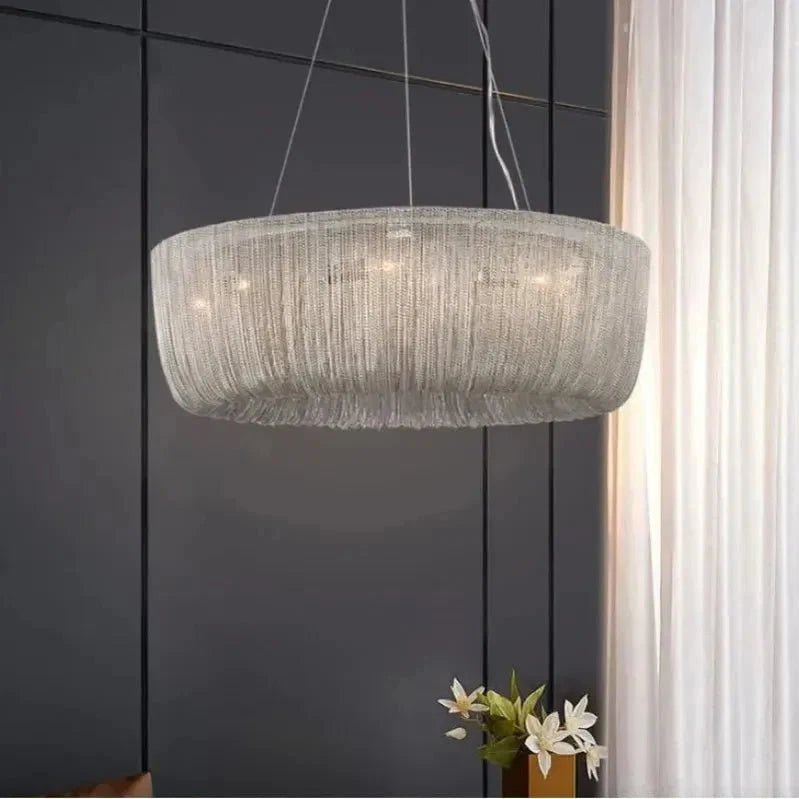 Cadenas Aluminum Chain Tassel Modern Chandelier - Zelno Lighting