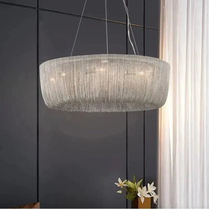 Cadenas Aluminum Chain Tassel Modern Chandelier - Zelno Lighting