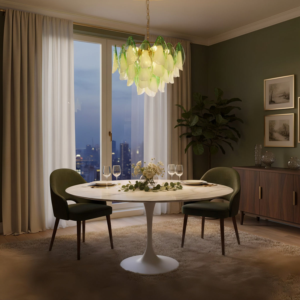 Caia Murano Glass Chandelier for Living Room - Zelno Lighting