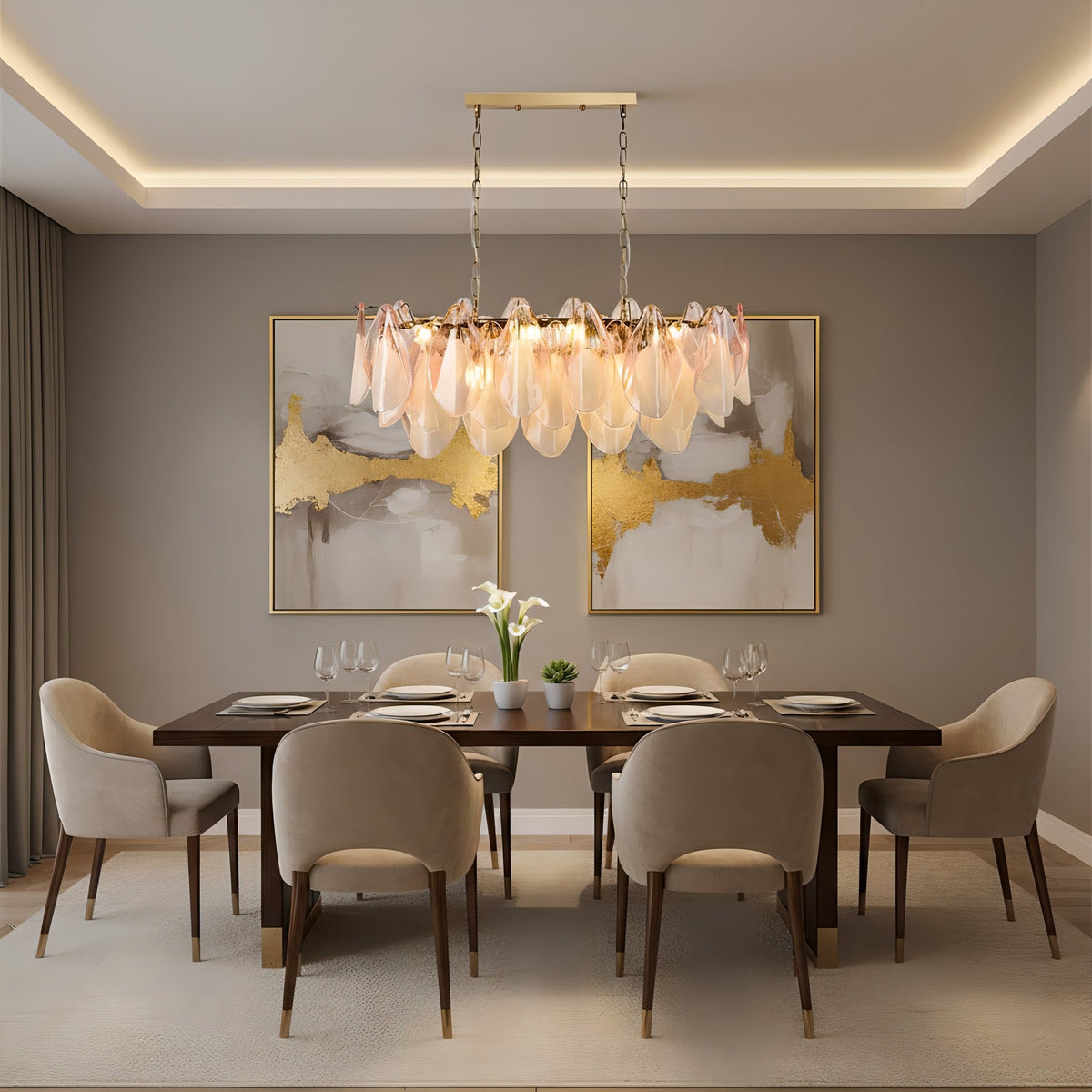 Caia Murano Glass Chandelier for Living Room - Zelno Lighting