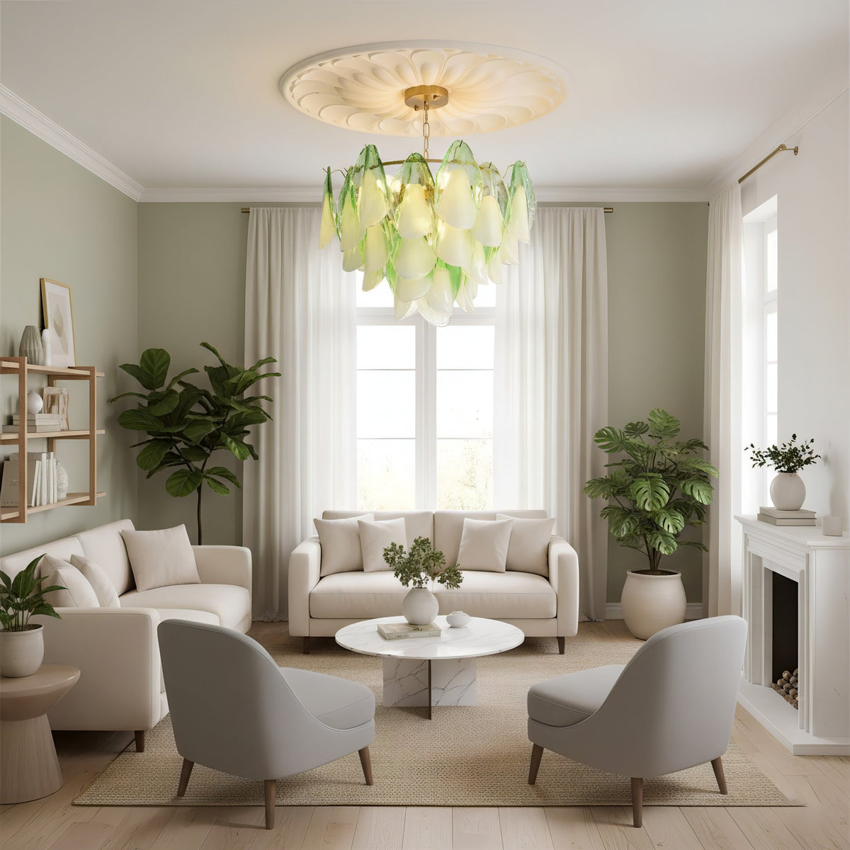 Caia Murano Glass Chandelier for Living Room - Zelno Lighting