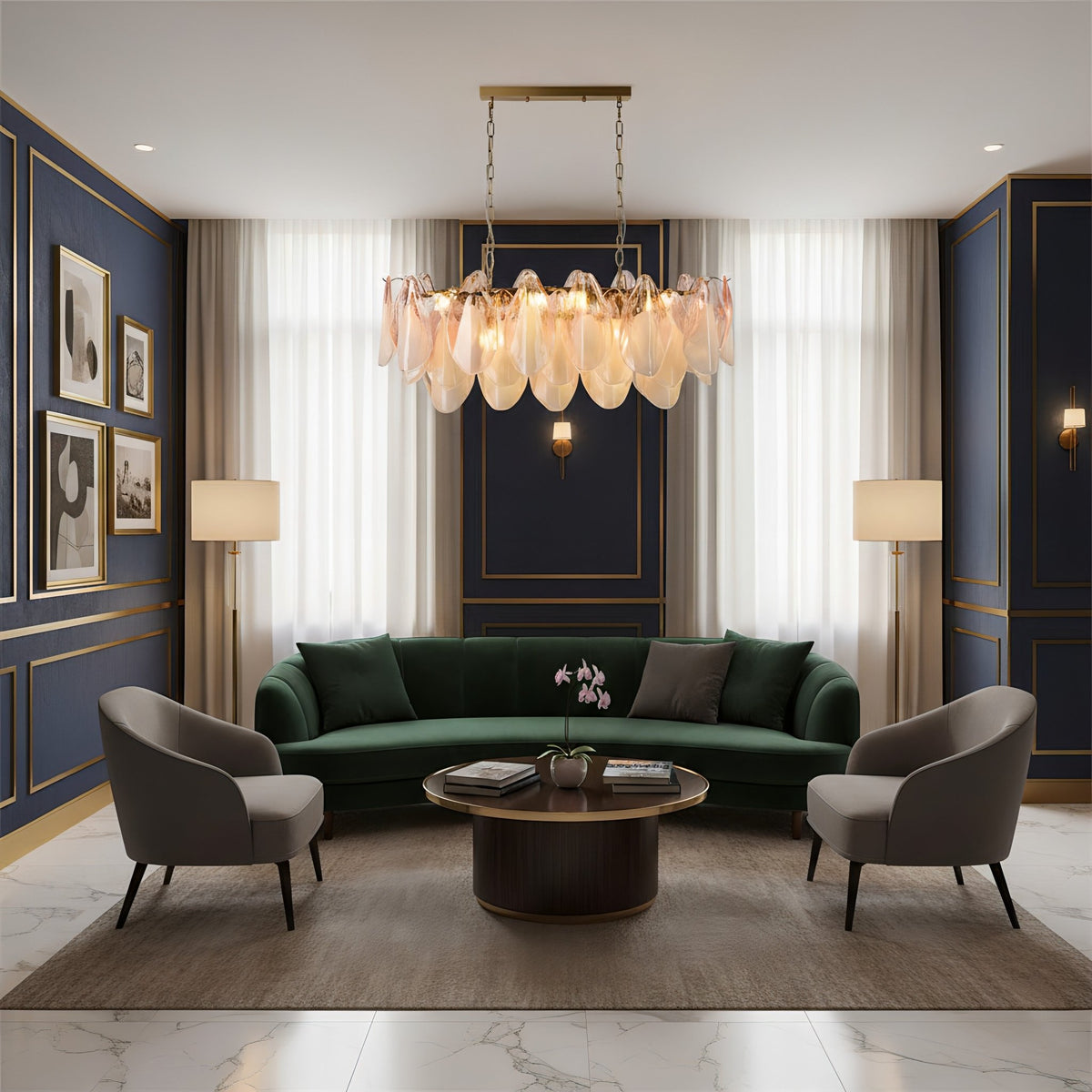 Caia Murano Glass Chandelier for Living Room - Zelno Lighting
