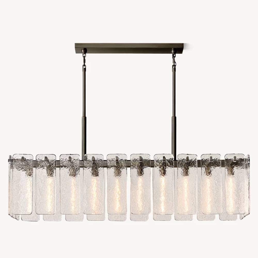 Calamette Striated Glass Rectangular Chandelier 60" - Zelno