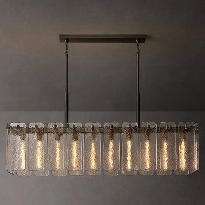 Calamette Striated Glass Rectangular Chandelier 60" - Zelno